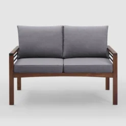Saybrook Modern Metal And Wood Patio Loveseat - Gray/Dark Brown - Saracina Home -Crosley shop GUEST 9780e7e9 c77c 4b33 b47e ed5ad7140457