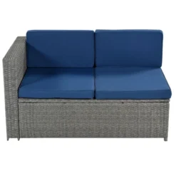 9pc Wicker Patio Conversation Set With Cushions - Blue - GODEER -Crosley shop GUEST 97d2c8fd 6886 4b7e 9a6a 9bd3c5d41635