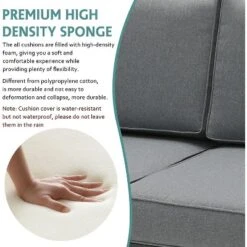 3-Seat Outdoor Patio Sofa Couch Chair Patio Aluminum 5" Thick Cushions (Grey) -Crosley shop GUEST 97daaa1e fafd 4d07 aa4c 5b4294ee214c