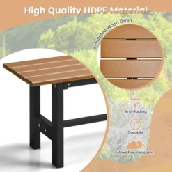 Costway 2PCS Outdoor HDPE Bench With Metal Frame 47'' X 14'' X 16'' For Yard Garden Brown/Black/Gray -Crosley shop GUEST 9861c903 ee96 4353 97c4 f9bcc708608f