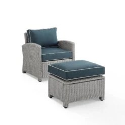 Bradenton 2pc Outdoor Wicker Arm Chair & Ottoman Set - Crosley -Crosley shop GUEST 98628bc9 cb42 4807 a87a eaea2c689f00