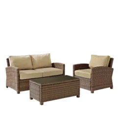Bradenton 3pc Outdoor Conversation Set With Loveseat & Armchair With Coffee Table - Crosley -Crosley shop GUEST 98b57eb8 148d 4c2d 843a 379cab4ec57f
