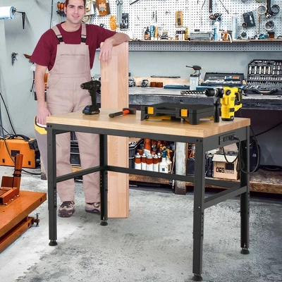 Costway 48" Adjustable Work Bench Heavy-Duty Steel Frame Worktable With Power Outlets 1 Costway 48" Adjustable Work Bench Heavy-Duty Steel Frame Worktable With Power Outlets