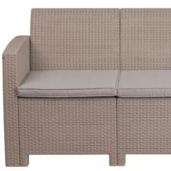 Merrick Lane Outdoor Furniture Resin Sofa Faux Rattan Wicker Pattern Patio 3-Seat Sofa With All-Weather Cushions -Crosley shop GUEST 9bdaf463 7ca9 467b 8e86 0e5e8ce0c957