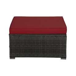 5pc Rattan Wicker Outdoor Conversation Set - Gray/Red - GODEER -Crosley shop GUEST 9bfe10fd 0438 4209 99e6 111967bc4ff8