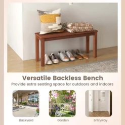 Costway Patio Backless Bench 2-Seater Outdoor Dining Bench Solid Wood Garden Backyard -Crosley shop GUEST 9c040ad0 50af 4c33 b19a 78aaf6fc98a8