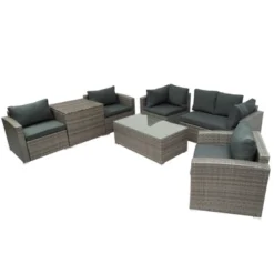 7pc Wicker Patio Seating Set With Storage Box - Gray - GODEER -Crosley shop GUEST 9d697f2b fa2c 4ccf a353 5500ad8e4e77