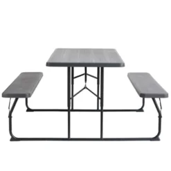 Gardenised Gray Outdoor Foldable Woodgrain Portable Picnic Table Set, 5 Feet Long -Crosley shop GUEST 9db5fe36 e655 433c a673 41d67c57e803