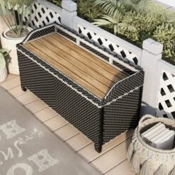 2pc Maksville Outdoor Aluminum Storage Bench & Trash Can - MiBasics -Crosley shop GUEST 9ddfd608 35e2 44bc 926b 8c0021262c1c