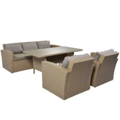 4pc Outdoor Wicker Conversation Set With Cushions - Gray - GODEER 18 4pc Outdoor Wicker Conversation Set With Cushions - Gray - GODEER -Crosley shop GUEST 9e446c0f 6a45 4168 86fd 6db506ff8a61