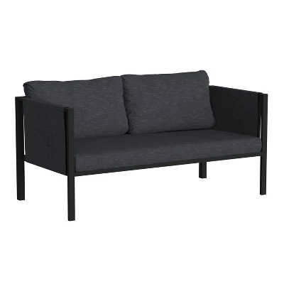 Merrick Lane Outdoor Love Seat/Sofa With Removable Fabric Cushions And Steel Frame 12 Merrick Lane Outdoor Love Seat/Sofa With Removable Fabric Cushions And Steel Frame - Image 12