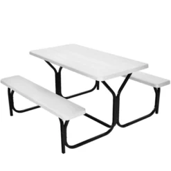 Costway Picnic Table Bench Set Outdoor Backyard Patio Garden Party Dining All Weather White -Crosley shop GUEST 9fae2301 78ac 4633 86fa 5a56149ba0d2