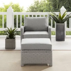 Bradenton 2pc Outdoor Wicker Arm Chair & Ottoman Set - Crosley -Crosley shop GUEST 9fbed554 d3bb 4b62 b979 bdc3d9791481