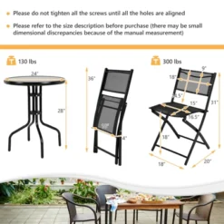 Tangkula 3-Piece Patio Bistro Dining Furniture Set, Outdoor Patio Conversation Set With Round Black Tempered Glass Tabletop And 2 Folding Chairs 11 Tangkula 3-Piece Patio Bistro Dining Furniture Set, Outdoor Patio Conversation Set With Round Black Tempered Glass Tabletop And 2 Folding Chairs -Crosley shop GUEST a09a34d8 8b6b 44ce a3e3 64198e39d462