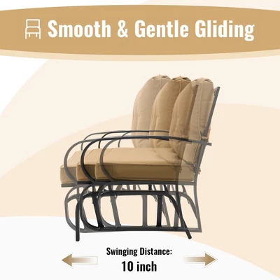 Tangkula 2-Person Outdoor Patio Glider Bench Swing Seat Bench W/ Seat & Back Cushions 9 Tangkula 2-Person Outdoor Patio Glider Bench Swing Seat Bench W/ Seat & Back Cushions - Image 9