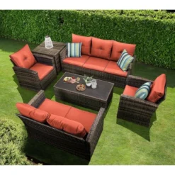6pc Wicker Outdoor Conversation Set With Cushions - Orange - EDYO LIVING -Crosley shop GUEST a16a3951 7c58 45e8 be66 c48fa4c1416a