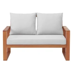 Grafton Eucalyptus 2 Seat Outdoor Bench With Cushions - Gray/Natural - Alaterre Furniture -Crosley shop GUEST a1f07e32 18fd 4a79 9eea 9d9ec2ed593e