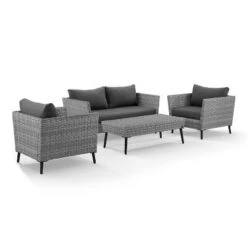 Richland 4pc Outdoor Wicker Conversation Set - Charcoal - Crosley -Crosley shop GUEST a24004f6 b7b2 4c34 8a1a 32179f993f18
