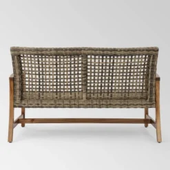 Hampton Wicker Loveseat - Natural/Gray - Christopher Knight Home -Crosley shop GUEST a332cc09 4e6e 408d a39d 48c39f3a917b