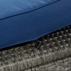 9pc Wicker Patio Conversation Set With Cushions - Blue - GODEER -Crosley shop GUEST a4117cc2 8716 4bf9 9c57 8076ae575541