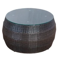 4pc Wicker Half-Moon Patio Set With Cushions - Brown/Beige - GODEER -Crosley shop GUEST a4388e39 0ac5 4495 8135 3150a24b6f52