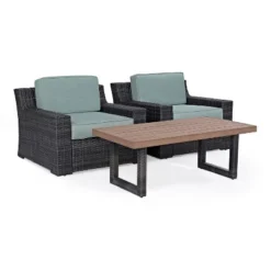 Beaufort 3pc Outdoor Wicker Seating Set With Coffee Table - Mist - Crosley 12 Beaufort 3pc Outdoor Wicker Seating Set With Coffee Table - Mist - Crosley -Crosley shop GUEST a48fbd5c 9a09 4967 a5c3 76e2a282ef17