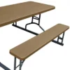 Plastic Development Group 6 Foot Indoor Outdoor Picnic Table With Steel Frame For Parties, Holidays, Weddings, And Crafts, Brown