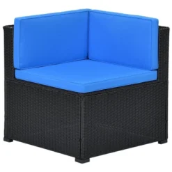 5pc Wicker Patio Sectional Seating Set With Cushions - Black/Blue - GODEER -Crosley shop GUEST a5fb5774 009b 4223 8d9b 7224776287fb