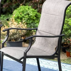 7pc Patio Dining Set With Rectangle Table With 2.6" Umbrella Hole & Sling Arm Chairs - Captiva Designs -Crosley shop GUEST a64ec6dc bf99 41f1 967c 9214881b4bdb