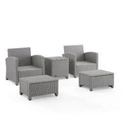 Bradenton 5pc Outdoor Wicker Seating Set With Side Table, 2 Arm Chairs And 2 Ottomans - Navy/Gray - Crosley -Crosley shop GUEST a66d06e5 a1b6 4892 a657 d6c153b2f8bf 1