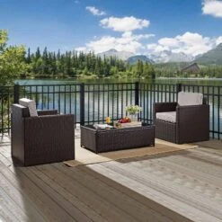 Palm Harbor 3pc All-Weather Wicker Patio Seating Set - Gray Cushions - Crosley 16 Palm Harbor 3pc All-Weather Wicker Patio Seating Set - Gray Cushions - Crosley -Crosley shop GUEST a6794a4b fe92 49b7 a9b5 470ac6aaafca