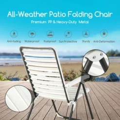 Costway Patio PP Folding Chair Adjustable Reclining 7-Level All-Weather Portable Outdoor -Crosley shop GUEST a712e662 ee0d 4d40 ac95 7aac24121edf