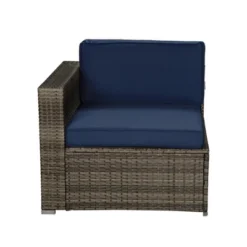 7pc Outdoor Rattan Wicker Seating Set With Cushions - Brown/Blue - GODEER 12 7pc Outdoor Rattan Wicker Seating Set With Cushions - Brown/Blue - GODEER -Crosley shop GUEST a71b22a8 9136 41b0 a768 918307ea216e