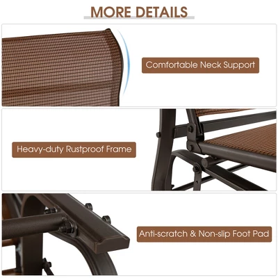 Costway 2-Person Patio Swing Glider Bench Loveseat Rocking Chair High Back Deck 8 Costway 2-Person Patio Swing Glider Bench Loveseat Rocking Chair High Back Deck - Image 8