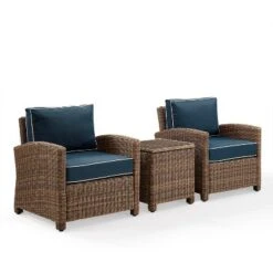 Bradenton 3pc Outdoor Wicker Seating Set With Two Chairs & Table Navy - Crosley -Crosley shop GUEST a7c38124 cdb8 4d80 8864 f7f0c5ff4235