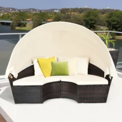 Costway Patio Rattan Daybed Cushioned Sofa Adjustable Table Top Canopy 3 Pillows -Crosley shop GUEST a8a1c617 3cef 4787 bfb1 166186c8a3f7