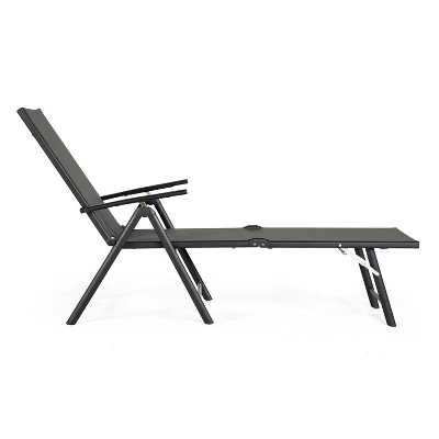 Jomeed Chaise Outdoor Reclining Adjustable Folding Lightweight Beach Patio Lounge Chair With 7 Back Reclining And 2 Leg Positions, Gray 2 Jomeed Chaise Outdoor Reclining Adjustable Folding Lightweight Beach Patio Lounge Chair With 7 Back Reclining And 2 Leg Positions, Gray - Image 2