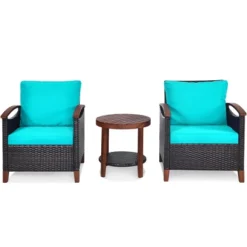Tangkula 3-Piece Patio Rattan Bistro Set Acacia Wood Frame Sofa And Side Table 21 Tangkula 3-Piece Patio Rattan Bistro Set Acacia Wood Frame Sofa And Side Table -Crosley shop GUEST a96fa3c3 fff4 448c a435 e788d6d03655