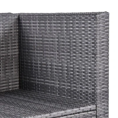 7pc Outdoor Set With Rattan Sofa & Cushions - Gray - GODEER 12 7pc Outdoor Set With Rattan Sofa & Cushions - Gray - GODEER - Image 12