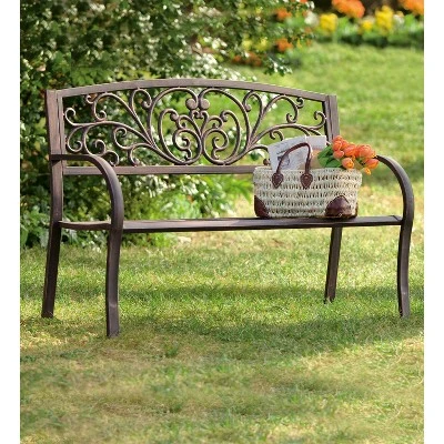 Evergreen Blooming Garden Metal Bench 3 Evergreen Blooming Garden Metal Bench - Image 3