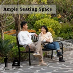 Outdoor Powder Coated Steel Park Bench, Garden Bench With Pop Up Middle Table, Lawn Decor Seating Bench For Yard, Patio, Garden, Balcony, And Deck -Crosley shop GUEST aa1d26ac 69f1 4f48 8e96 fd501b602c1f