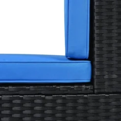 5pc Wicker Patio Sectional Seating Set With Cushions - Black/Blue - GODEER -Crosley shop GUEST aa9c4f59 5a03 4a21 8c2f cda417ee770d