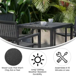 Flash Furniture Harris 5 Piece Commercial Indoor/Outdoor Table And Chairs With Black Poly Resin Slatted Backs And Seats 16 Flash Furniture Harris 5 Piece Commercial Indoor/Outdoor Table And Chairs With Black Poly Resin Slatted Backs And Seats -Crosley shop GUEST aac46633 9fb3 4b28 92c8 1551ef9f7bc2
