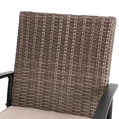 5pc Outdoor Bar Set With Cushions & Square Metal Table With Umbrella Hole - Captiva Designs 3 5pc Outdoor Bar Set With Cushions & Square Metal Table With Umbrella Hole - Captiva Designs - Image 3