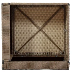 Outdoor Patio 6-Piece PE Wicker Sectional Sofa With 2 Coffee Tables, Brown Wicker + Beige Cushions - ModernLuxe -Crosley shop GUEST ac440593 bc60 4879 a75c 83313c30e6e7