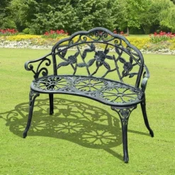 Outsunny Garden Bench Loveseat With Floral Rose Style, Cast Aluminum Frame For Outdoor, Patio, Park, Deck, Antique Green 6 Outsunny Garden Bench Loveseat With Floral Rose Style, Cast Aluminum Frame For Outdoor, Patio, Park, Deck, Antique Green -Crosley shop GUEST ac4d5742 9926 4b58 ae78 73d9367d0163