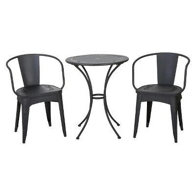 Lourdes 3pc Cast Iron Patio Bistro Set - Black Sand - Christopher Knight Home 1 Lourdes 3pc Cast Iron Patio Bistro Set - Black Sand - Christopher Knight Home