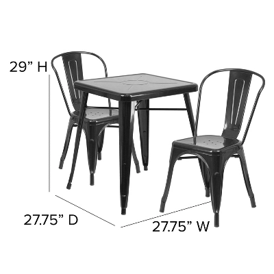 Emma And Oliver Commercial Grade 23.75" Square Metal Indoor-Outdoor Table Set W/ 2 Stack Chairs 7 Emma And Oliver Commercial Grade 23.75" Square Metal Indoor-Outdoor Table Set W/ 2 Stack Chairs - Image 7