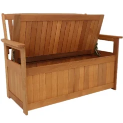 Sunnydaze Decor Sunnydaze Outdoor Meranti Wood With Teak Oil Finish 2-Person Garden Storage Bench Seat - 47" - Brown -Crosley shop GUEST ad4abe52 cc4e 4122 8a2c bf73f2f7b3c2