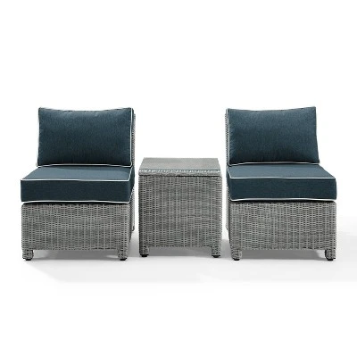 Bradenton 3pc Wicker Armless Chairs With Side Table - Crosley 14 Bradenton 3pc Wicker Armless Chairs With Side Table - Crosley - Image 14